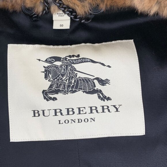 Mens Brown Wool Double-Breasted Overcoat With Fur Collar - Picture 8 of 8